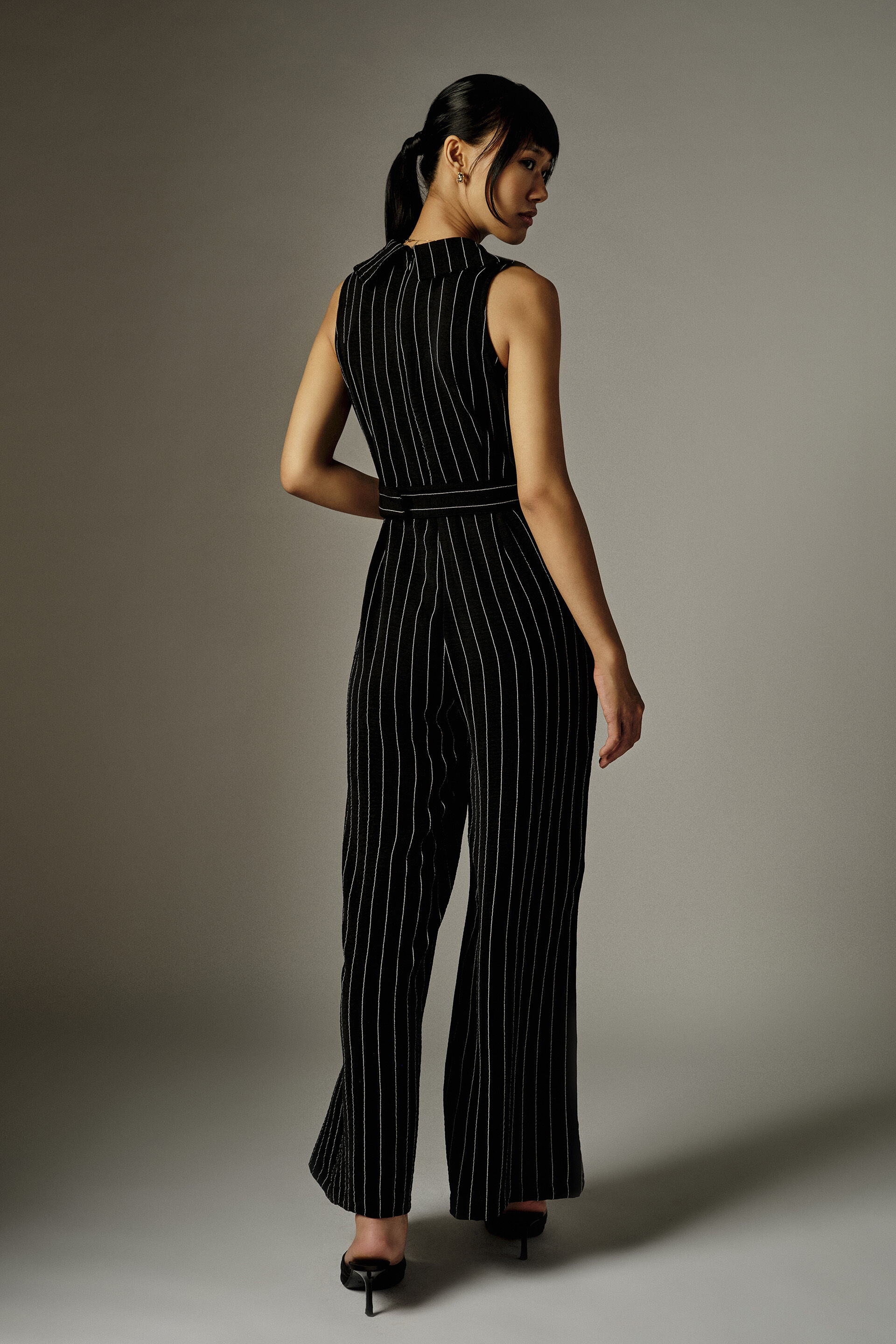 Jovelle Striped Black Jumpsuit, Black, image 6
